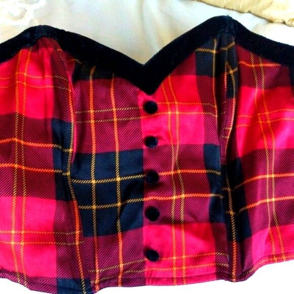 Vintage Victoria's Secret Plaid 100% Silk Bustier - Picture 3 of 14
